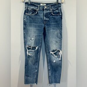 We The Free People Women’s Jeans Distressed Button Fly Crop‎ Mid Rise Size 25